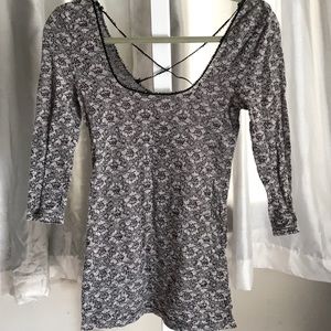 Free People Intimately Gray black fitted shirt